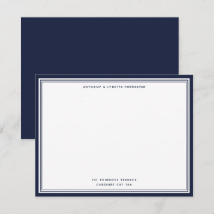Modern Denim Blue Gräns Namn & Adress Note Card Anteckningskort