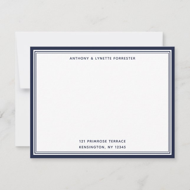 Modern Denim Blue Gräns Namn & Adress Note Card Anteckningskort (Framsida)