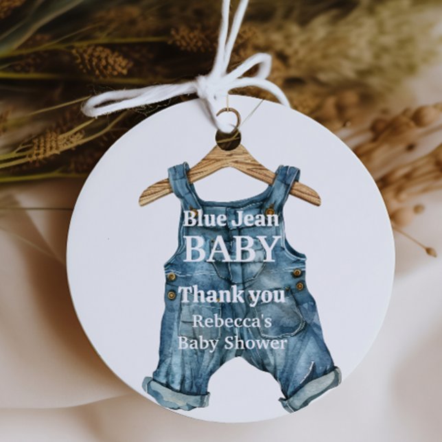 Modern Denim Blue Jean Pojke Baby Shower Gåvor Etiketter (Skapare uppladdad)