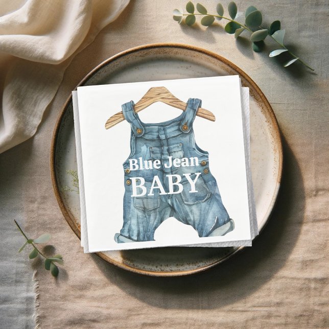 Modern Denim Blue Jean Pojke Baby Shower Pappersservett (Skapare uppladdad)