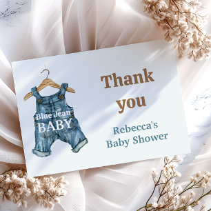Modern Denim Blue Jean Pojke Baby Shower Tack Kort