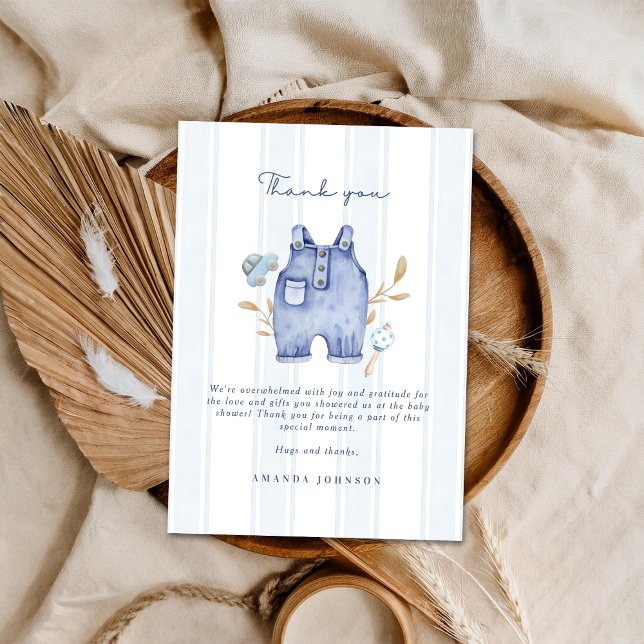 Modern Denim Blue Jean Stripes Baby Shower Inbjudningar (Skapare uppladdad)