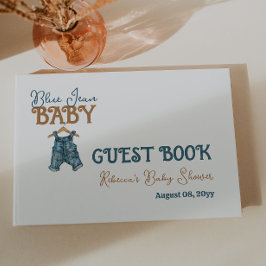 Modern Denim Boy Blue Jean Baby Shower Gästböcker