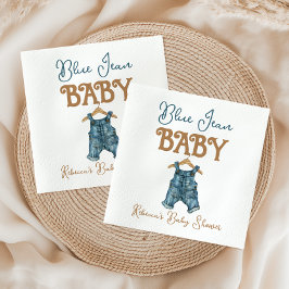 Modern Denim Boy Blue Jean Baby Shower Pappersservett
