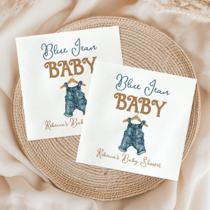Modern Denim Boy Blue Jean Baby Shower Pappersservett