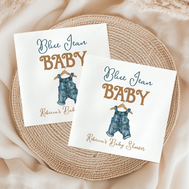 Modern Denim Boy Blue Jean Baby Shower Pappersservett (Skapare uppladdad)