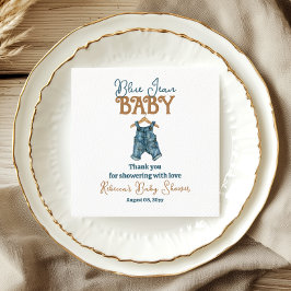 Modern Denim Boy Blue Jean Baby Shower Pappersservett