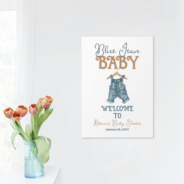Modern Denim Boy Blue Jean Baby Shower Poster (Skapare uppladdad)