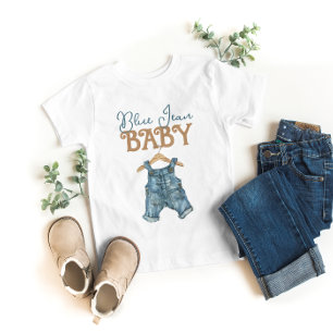 Modern Denim Pojke Blå Jean Baby Shower T Shirt