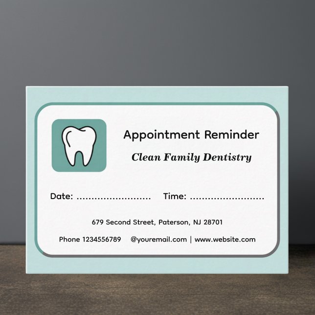 Modern Dentist Appointment Reminder Cards Tidsbeställning Kort (Skapare uppladdad)