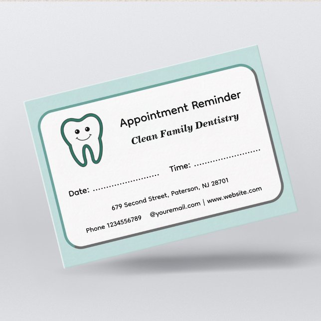 Modern Dentist Appointment Reminder Cards Tidsbeställning Kort (Skapare uppladdad)
