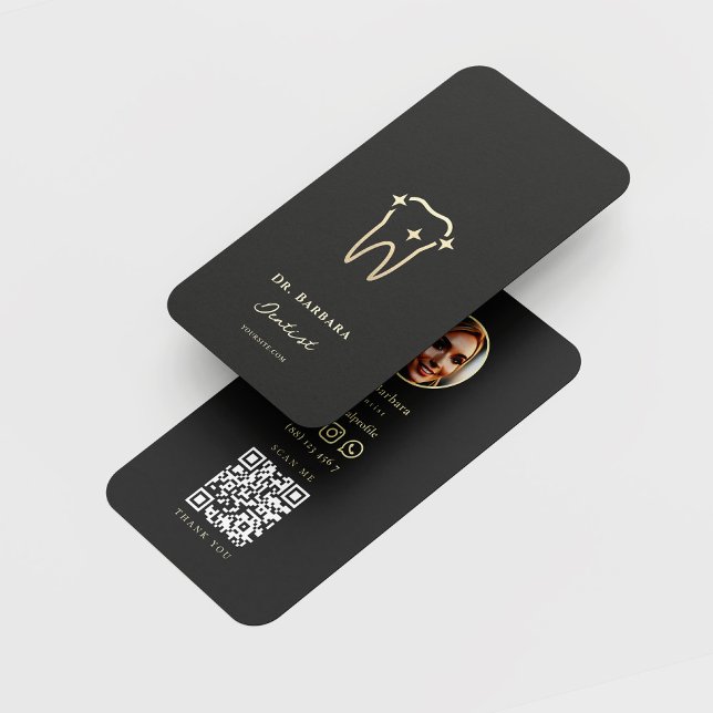 MODERN DENTIST BLACK GULD ORTHODONTIST VISITKORT (Skapare uppladdad)