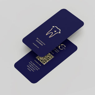 Modern dentist Monogram Midnight Blue Guld Dental Visitkort