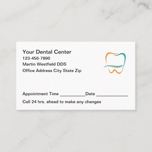 Modern Dentist Office Appointment Cards New Tidsbeställning Kort (Framsida)