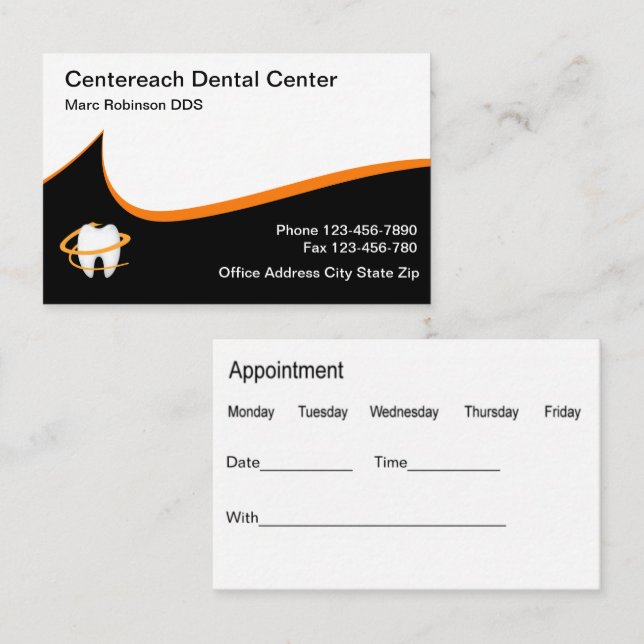 Modern Dentist Office-avtalskort Visitkort (Fram/baksida)