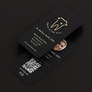 Modern dentist Orthodontist Dental Black Guld Visitkort