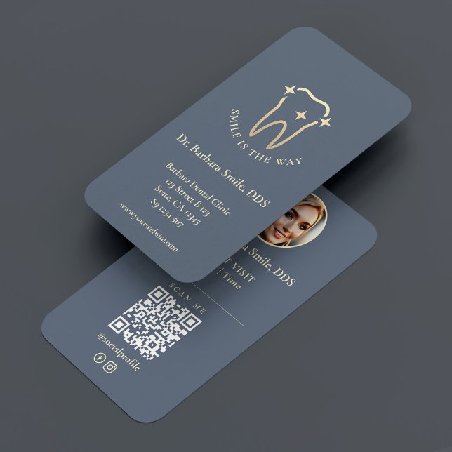 Modern dentist Orthodontist Light Blue Grått Visitkort (Modern Dentist Orthodontist Light Blue Grey Business Card
)