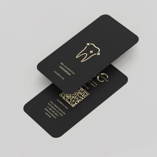 Modern dentist Orthodontist Monogram Black Guld Visitkort
