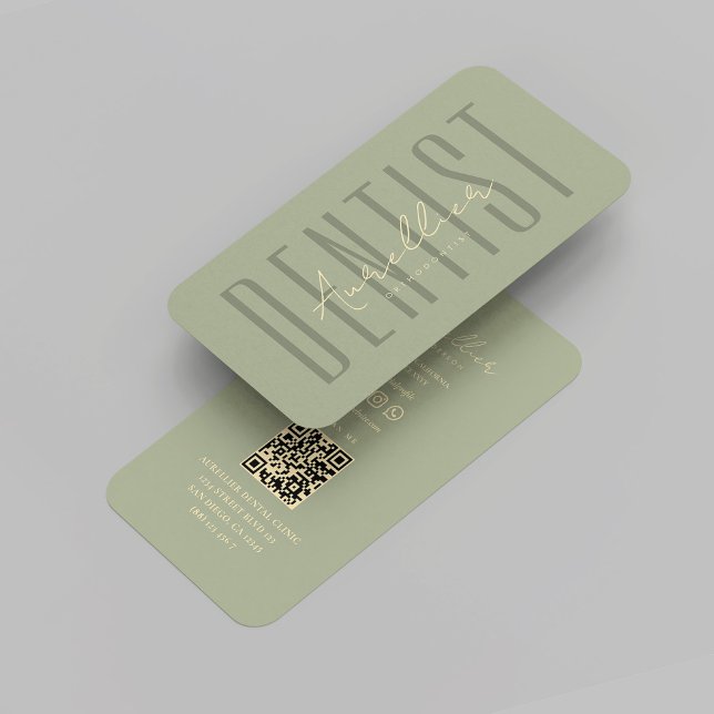 Modern dentist Sage Dental Surgery Monogram Visitkort (Modern Dentist Sage Gold Doctor of Dental Surgery Monogram Business Card
)