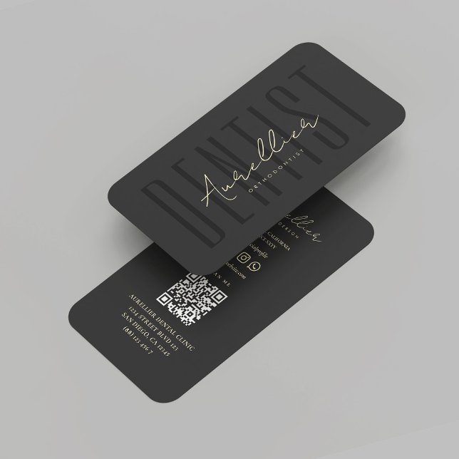Modern dentist Tandvård Orthodontists Black Guld Visitkort (Modern Dentist Dentistry Orthodontists Black Gold Business Card
)