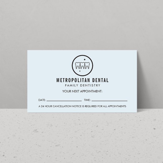 Modern dentist Teeth Black Logotyp Blue Möte Visitkort (Skapare uppladdad)