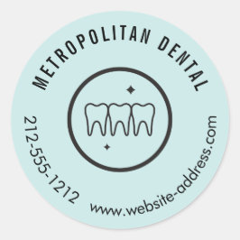 Modern Dentist Teeth Black Logotyp Mint Runt Klistermärke