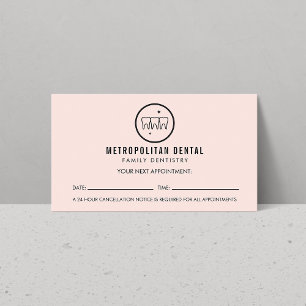 Modern dentist Teeth Black Logotyp Rosa Möte Visitkort