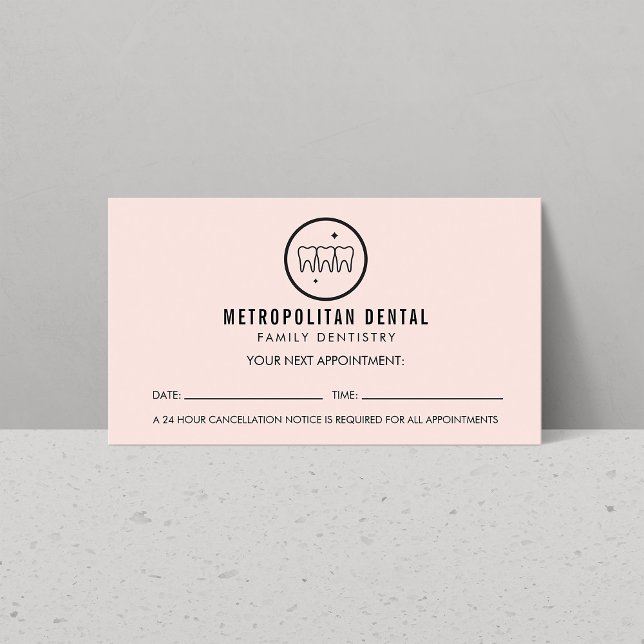 Modern dentist Teeth Black Logotyp Rosa Möte Visitkort (Skapare uppladdad)