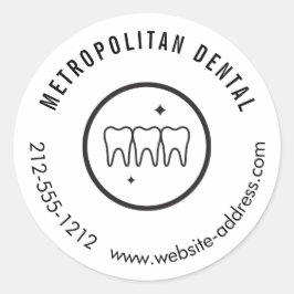 Modern dentist Teeth Black Logotyp Runt Klistermärke