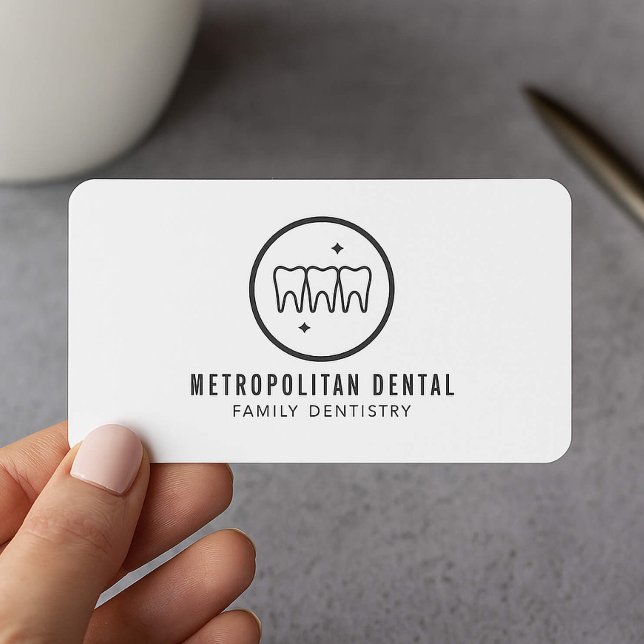 Modern dentist Teeth Black Logotyp Visitkort (Skapare uppladdad)