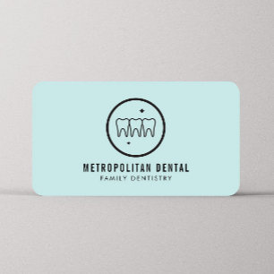 Modern Dentist Teeth Black-Logotypen på Mint Visitkort