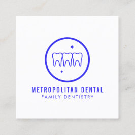Modern dentist Teeth Blue Logotyp Fyrkantigt Visitkort