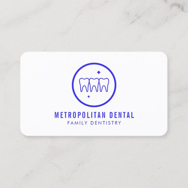 Modern dentist Teeth Blue Logotyp Visitkort (Framsida)