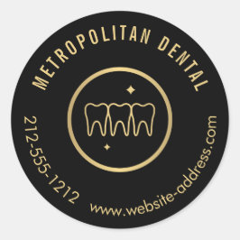 Modern dentist Teeth Faux Guld-Logotypen på Black Runt Klistermärke