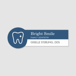 Modern Dentist Tooth Logo Navy Blue Office Namnbricka