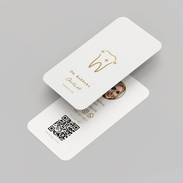 Modern dentist White Guld Dental Orthodontist Visitkort (Modern Dentist White Gold Dental Orthodontist Business Card
)