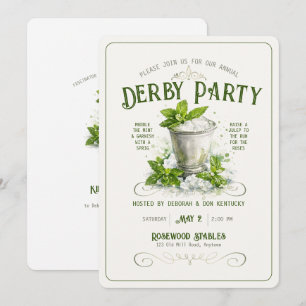 Modern Derby Fest Vattenfärg Mint Julep Elegant Inbjudningar