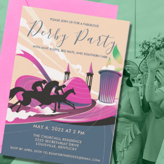 Modern Derby Party Art Deco Inbjudningar