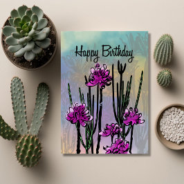 Modern Desert Bloom Floral Birthday Kort