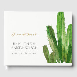 MODERN DESERT CACTUS FOLIAGE WATERCOLOR BRÖLLOP GÄSTBÖCKER