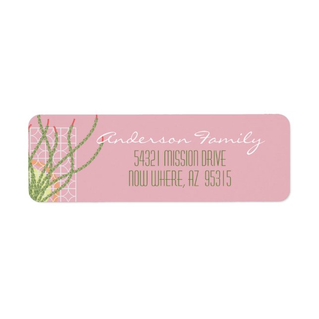 Modern Desert Cactus i mitten av århundradet Returadress Etikett (Framsidan)