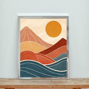 Modern Desert-solnedgång i mitten av århundradet Poster