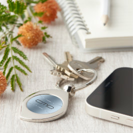 Modern design av metallblått rostfritt stål swirl silverfärgad nyckelring