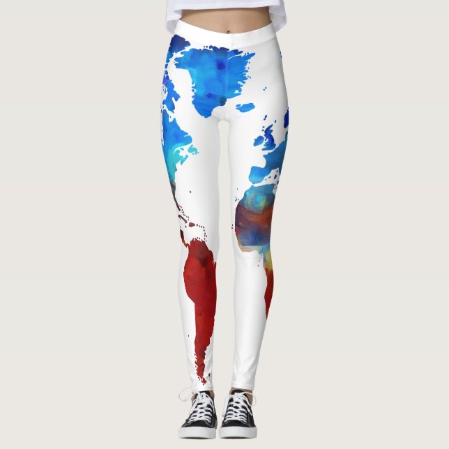 Modern design av världskartan på sexig damasker leggings (Framsida)