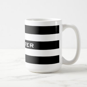 Modern Design Black & White Rand Mönster 2 Kaffemugg