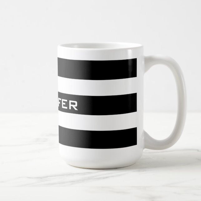 Modern Design Black & White Rand Mönster 2 Kaffemugg (Höger)