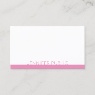 Modern Design Elegant Rosa White Trendig Plain Visitkort