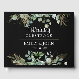 Modern design för botaniska eukalyptus Guld Löv Gästböcker