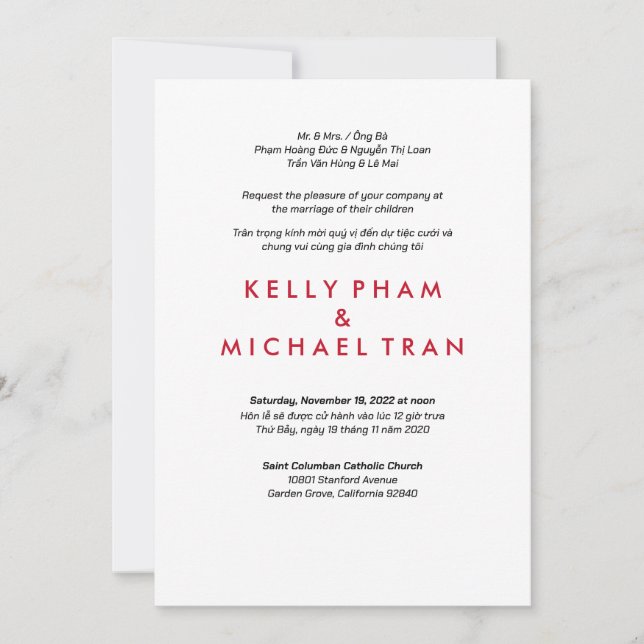 Modern design för inbjudan till engelska i Vietnam (Framsida)