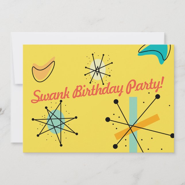 Modern design för mitt- århundrade inbjudningar (Framsida)